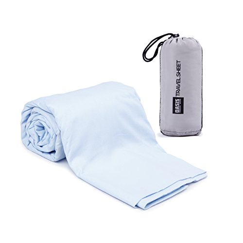 0096962635930 - TRAVEL SHEET LIGHTWEIGHT COMPACT ULTRA-SOFT TRAVEL SLEEP SACK WITH BUILT-IN PILLOW CASE HELPS YOU AVOID ROLLING IN STRANGERS GERMS AS YOU BACKPACK, TRAVEL, SLEEP AT HOTELS AND HOSTELS COTTON BLUE