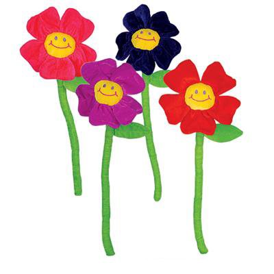 0097138647580 - BENDABLE 13 PLUSH SMILING FACE DAISY FLOWERS PARTY SUPPLIES (12 PER ORDER)