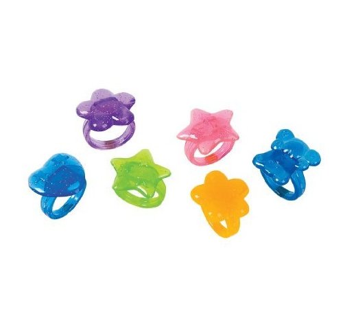0097138697325 - RHODE ISLAND NOVELTY 144 PLASTIC GLITTER RINGS (ASSORTED COLORS AND DESIGNS)