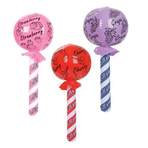 0097138709530 - 1 X ~ 12 ~ LOLLIPOP INFLATABLES ~ APPROX. 24 ~ NEW IN SEALED PACKAGES ~ PARTY FAVORS DECORATIONS CARNIVAL