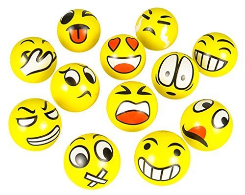 0097138809056 - FUN EMOJI FACE SQUEEZE BALLS- 12 ~ 3'' STRESS RELAX EMOTIONAL TOY BALLS ~ FUN OFFICE HOLIDAY GIFT ~ STOCKING STUFFER ~ GAG TOY