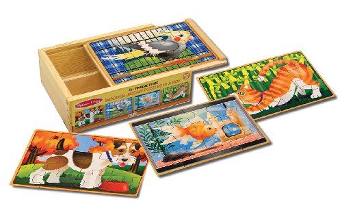 0971475522932 - MELISSA & DOUG WOODEN JIGSAW PUZZLES IN A BOX - PETS