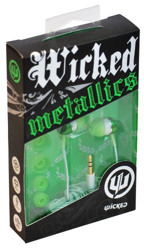 0971500840031 - WICKED WI1902 METALLIC EARBUD WITH 10MM DRIVER - GREEN