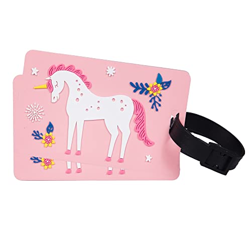 0097277180917 - WILDKIN KIDS LUGGAGE TAGS FOR BOYS AND GIRLS, INCLUDES 2 MATCHING BAG TAGS AND REMOVABLE INFORMATION CARD, PERFECT SIZE FOR ATTACHING TO SUITCASES, BACKPACKS, AND DUFFLE BAGS (MAGICAL UNICORNS)