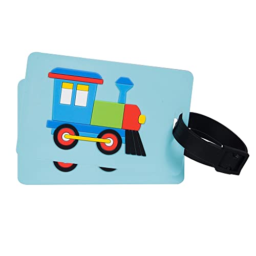 0097277189071 - WILDKIN KIDS LUGGAGE TAGS FOR BOYS AND GIRLS, INCLUDES 2 MATCHING BAG TAGS AND REMOVABLE INFORMATION CARD, PERFECT SIZE FOR ATTACHING TO SUITCASES, BACKPACKS, AND DUFFLE BAGS (TRAIN)