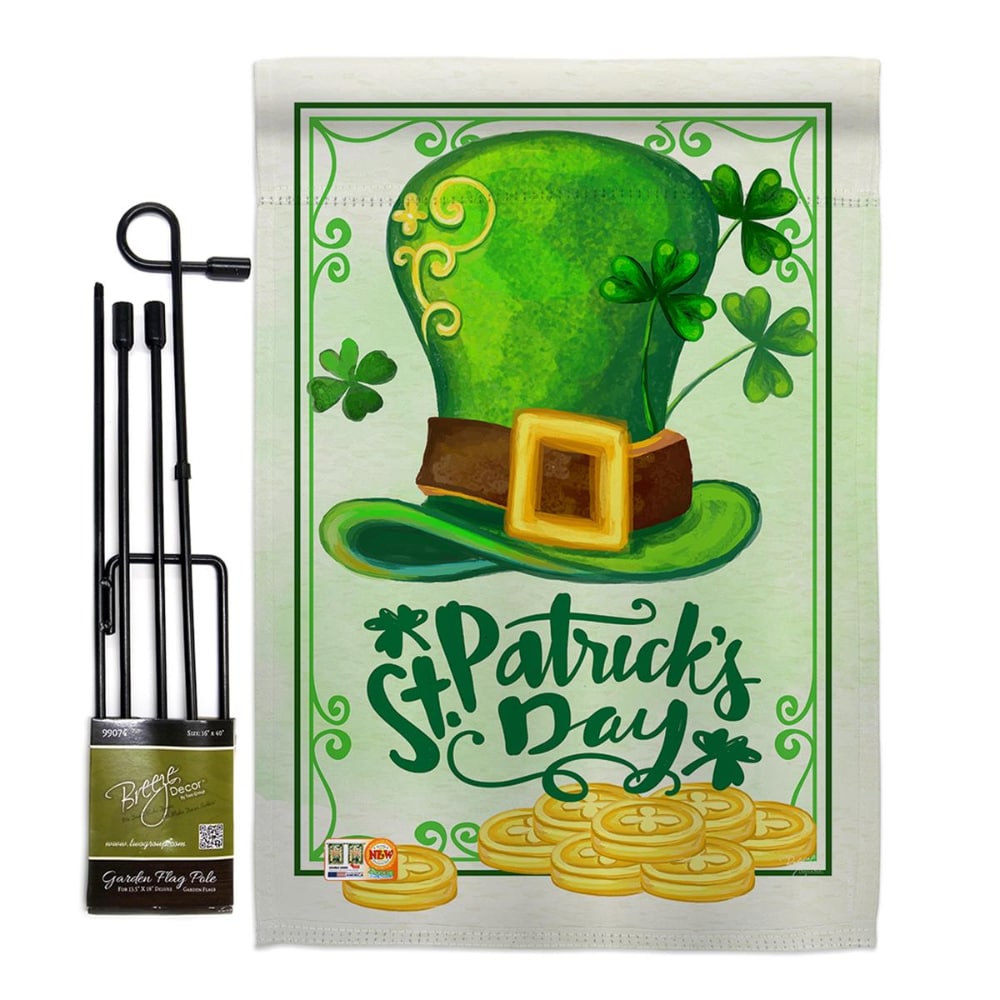 0009765280078 - BREEZE DECOR BD-SA-GS-102033-IP-BO-D-US17-BD 13 X 18.5 IN. LUCKY HAT ST PAT DAY SPRING PATRIC