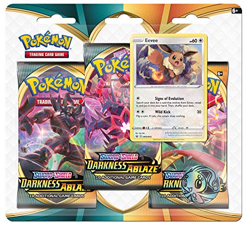 0097712551135 - POKEMON TCG: SWORD & SHIELD DARKNESS ABLAZE BLISTER PACK WITH 3 BOOSTER PACKS AND FEATURING EEVEE