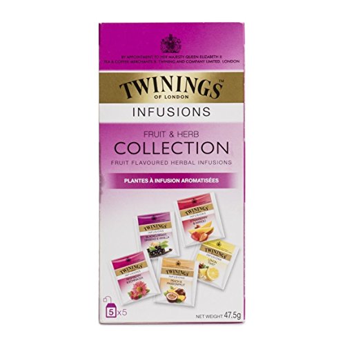 9781851525911 - TWININGS FRUIT & HERB COLLECTION INFUSION - 5 X 5 COUNT BOX (PACK 4 BOXES = 100 COUNT TEA BAGS)