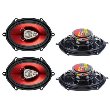 0978234865125 - 4) NEW BOSS CH5730 5X7 600W 3-WAY CAR COAXIAL AUDIO STEREO SPEAKERS RED 2 PAIRS