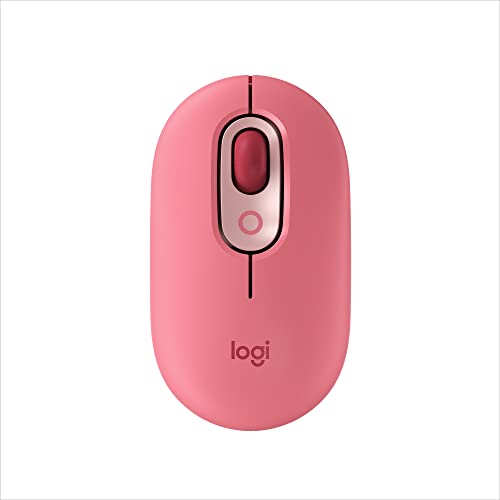 0097855172679 - LOGITECH POP MOUSE, WIRELESS MOUSE WITH CUSTOMIZABLE EMOJIS, SILENTTOUCH TECHNOLOGY, PRECISION/SPEED SCROLL, COMPACT DESIGN, BLUETOOTH, USB, MULTI-DEVICE, OS COMPATIBLE - HEARTBREAKER ROSE