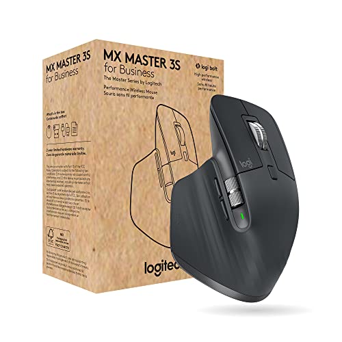 0097855176394 - LOGITECH MX MASTER 3S FOR BUSINESS, WIRELESS MOUSE WITH QUIET CLICKS, 8K DPI, SECURED LOGI BOLT USB RECEIVER, BLUETOOTH, USB-C CHARGING, MAGSPEED SCROLLING, WINDOWS/MAC/CHROME/LINUX - GRAPHITE