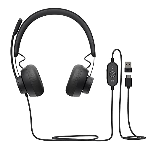 0097855177537 - LOGITECH ZONE 750 WIRED ON-EAR HEADSET WITH ADVANCED NOISE-CANCELING MICROPHONE, SIMPLE USB-C AND INCLUDED USB-A ADAPTER, PLUG-AND-PLAY COMPATIBILITY FOR ALL DEVICES