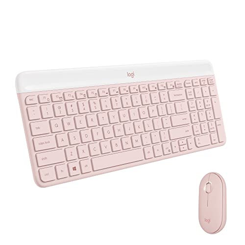 0097855182463 - LOGITECH MK470 SLIM WIRELESS KEYBOARD AND MOUSE COMBO - MODERN COMPACT LAYOUT, ULTRA QUIET, 2.4 GHZ USB RECEIVER, PLUG N PLAY CONNECTIVITY, COMPATIBLE WITH WINDOWS - ROSE
