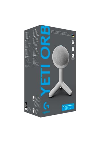 0097855189424 - LOGITECH G YETI ORB CONDENSER RGB GAMING MICROPHONE WITH LIGHTSYNC, USB MIC FOR STREAMING, CARDIOID, USB PLUG AND PLAY FOR PC/MAC - OFF WHITE