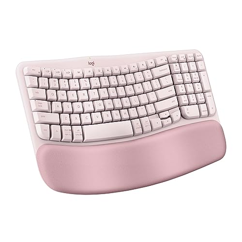 0097855191403 - LOGITECH WAVE KEYS WIRELESS ERGONOMIC KEYBOARD WITH CUSHIONED PALM REST, COMFORTABLE NATURAL TYPING, EASY-SWITCH, BLUETOOTH, LOGI BOLT RECEIVER, FOR MULTI-OS, WINDOWS/MAC - ROSE