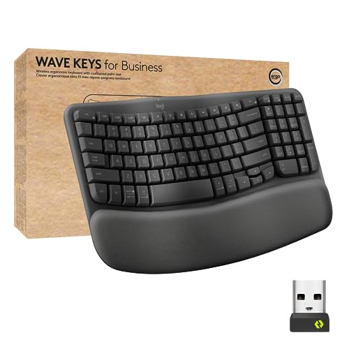 0097855191465 - LOGITECH WAVE KEYS FOR BUSINESS, WIRELESS ERGONOMIC KEYBOARD WITH CUSHIONED PALM REST, SECURE LOGI BOLT TECHNOLOGY, BLUETOOTH, COMPATIBLE WITH WINDOWS/MAC/CHROME/LINUX - GRAPHITE