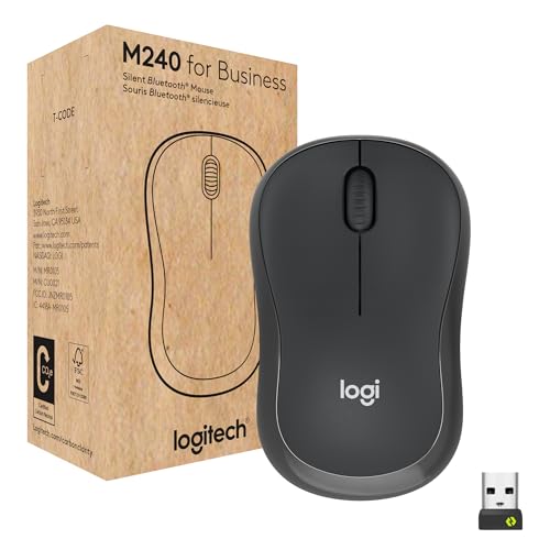 0097855191786 - LOGITECH M240 FOR BUSINESS SILENT WIRELESS MOUSE, SECURE LOGI BOLT USB RECEIVER, BLUETOOTH, GLOBALLY CERTIFIED FOR WINDOWS, MAC, CHROME, LINUX, IPADOS, ANDROID - GRAPHITE