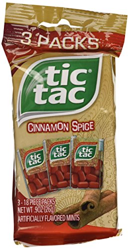 0009800001835 - TIC TAC CINNAMON SPICE MINTS - 4 -PACKS FOR A TOTAL OF 12 BOXES (EACH BOX HOLDS 18 MINTS)