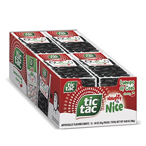 0009800053766 - TIC TAC, NAUGHTY OR NICE LUMPS OF COAL CHERRY MINTS, HOLIDAY TREATS, 84 OZ EACH,12 COUNT