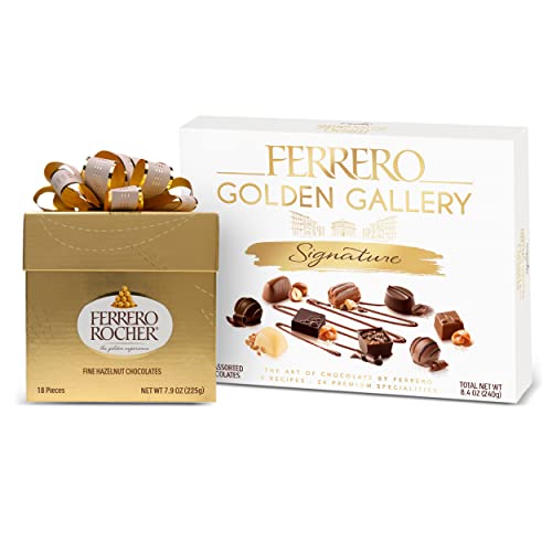 0009800110322 - FERRERO CHOCOLATE GIFT BOXES, FERRERO ROCHER, GOLDEN GALLERY SIGNATURE, ASSORTED CHOCOLATE CANDY, 2 BOXES, 16.3 OZ TOTAL