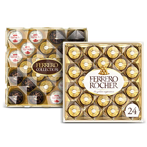 0009800110353 - FERRERO CHOCOLATE GIFT BOXES, FERRERO ROCHER, FERRERO COLLECTION, ASSORTED CHOCOLATE CANDY, 2 BOXES, 19.6 OZ TOTAL