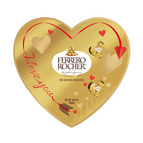 0009800120840 - FERRERO ROCHER FINE HAZELNUT MILK CHOCOLATE, 24COUNT, HEART SHAPED CHOCOLATE CANDY GIFT BOX, 10.6 OZ, 24COUNT