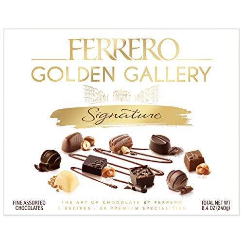0009800210244 - FERRERO GOLDEN GALLERY SIGNATURE FINE ASSORTED CHOCOLATES, CANDY GIFT BOX, GREAT FOR HOLIDAY ENTERTAINING, 24 COUNT, 8.4 OZ