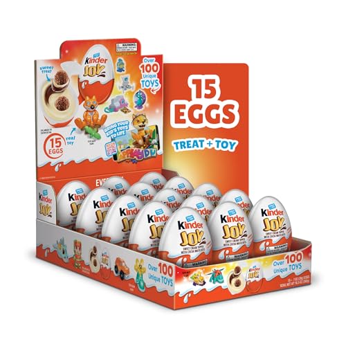 0009800570157 - KINDER JOY EGGS, 15 COUNT, INDIVIDUALLY WRAPPED BULK CHOCOLATE CANDY EGGS WITH TOYS INSIDE & APPLAYDU: KIDS GAMES BY KINDER, PERFECT SURPRISE FOR KIDS, 10.5 OZ, PACKAGING MAY VARY