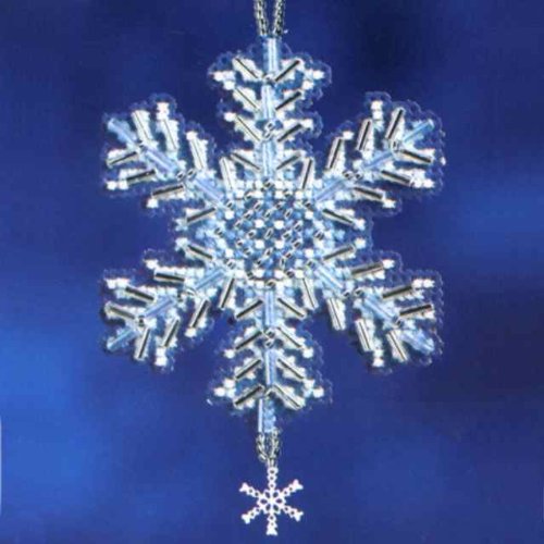 0098063992967 - ICE CRYSTAL BEADED COUNTED CROSS STITCH CHRISTMAS ORNAMENT KIT MILL HILL 2012 SNOW CRYSTALS MH162306