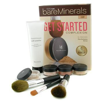 0098132147113 - 100% PURE BAREMINERALS GET STARTED COMPLEXION KIT LIGHT 2XFDN SPF15+MINERAL VEIL+FACE COLOR+3XBRUSH+DVD+BRUSH SHAMPOO
