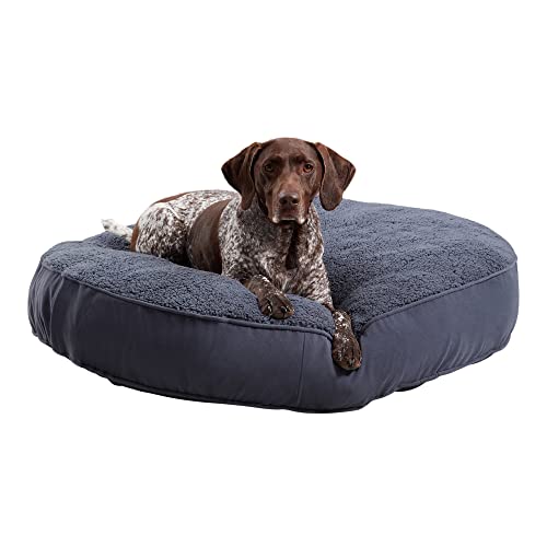 0098198009370 - HAPPY HOUNDS SCOUT DELUXE ROUND PILLOW STYLE SHERPA DOG BED, LARGE (42 X 42 IN.), PRUSSIAN BLUE