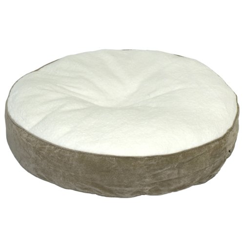 0098198506077 - HAPPY HOUNDS SCOUT DELUXE ROUND DOG BED, EXTRA SMALL 24-INCH, BIRCH/SHERPA