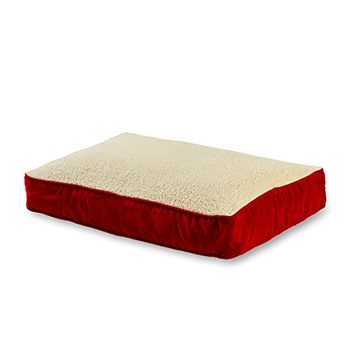 0098198508873 - HAPPY HOUNDS BUSTER DOG BED, SMALL 24 BY 36-INCH, CRIMSON/SHERPA