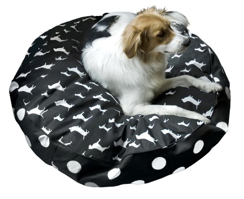 0098198509177 - HAPPY HOUNDS SCOUT DELUXE ROUND DOG BED, EXTRA SMALL 24-INCH, BLACK/WHITE