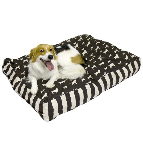 0098198514416 - HAPPY HOUNDS BUSTER SMALL 24 BY 36-INCH DOG BED, CHOCOLATE/LINEN