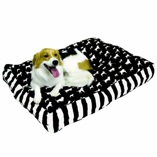 0098198514454 - HAPPY HOUNDS BUSTER MEDIUM 30 BY 42-INCH DOG BED, BLACK/WHITE