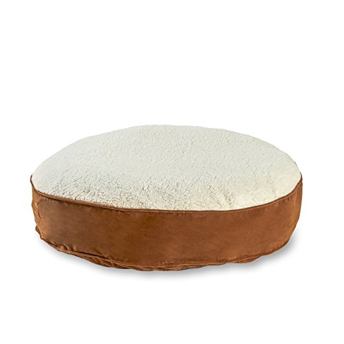 0098198514775 - HAPPY HOUNDS SCOUT DELUXE EXTRA SMALL 24-INCH ROUND DOG BED, LATTE/SHERPA
