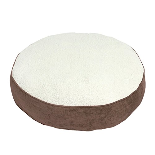 0098198514805 - HAPPY HOUNDS SCOUT DELUXE ROUND DOG BED- LARGE (42 ) LATTE/SHERPA