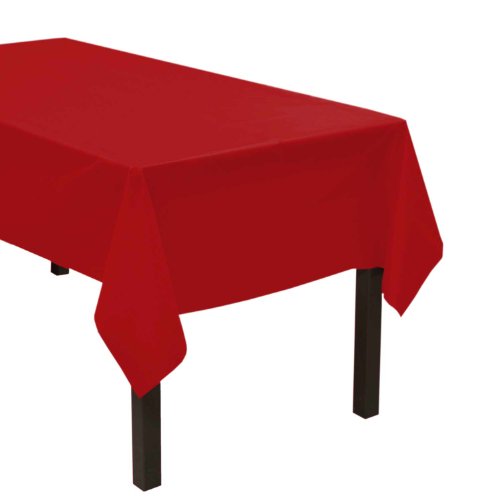 0098382009018 - PARTY ESSENTIALS HEAVY DUTY PLASTIC TABLE COVER, 54 X 108, RED