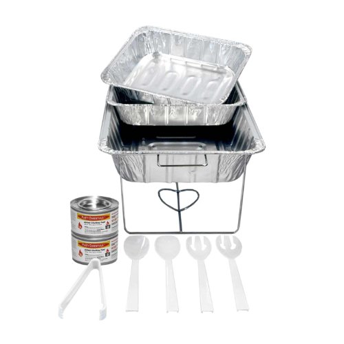0098382111704 - PARTY ESSENTIALS BUFFET PARTY BANQUET SERVING SET WITH CHAFING RACK, 11-PIECE