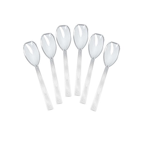 0098382395227 - PARTY ESSENTIALS HARD PLASTIC 9 SERVING SPOONS, CLEAR, 12 COUNT