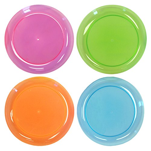 0098382403151 - PARTY ESSENTIALS HARD PLASTIC 9-INCH ROUND PARTY/LUNCHEON PLATES, ASSORTED NEON, 40-COUNT