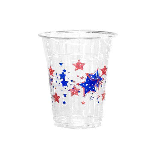 0098382520506 - PARTY ESSENTIALS SOFT PLASTIC PRINTED PARTY CUPS, 12-OUNCE, PATRIOTIC STARS, 20-COUNT