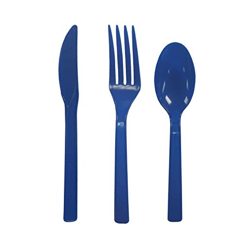 0098382579146 - PARTY ESSENTIALS HARD PLASTIC CUTLERY COMBO PACK AVAILABLE IN 15 COLORS, ROYAL BLUE, 68 PLACE SETTINGS