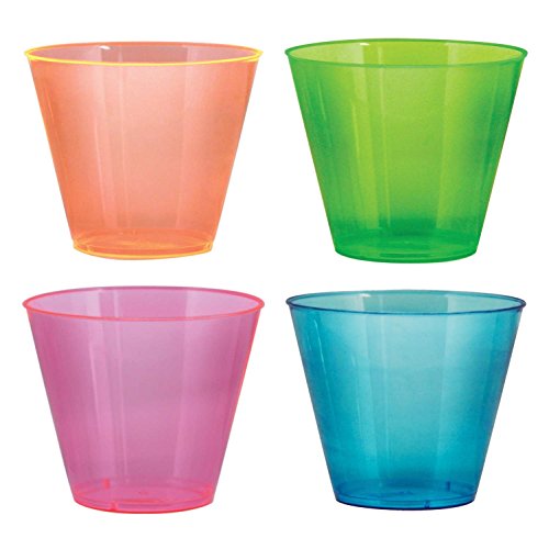 0098382609911 - PARTY ESSENTIALS HARD PLASTIC 9-OUNCE PARTY CUPS/OLD FASHIONED TUMBLERS, 50-COUNT, ASSORTED NEON