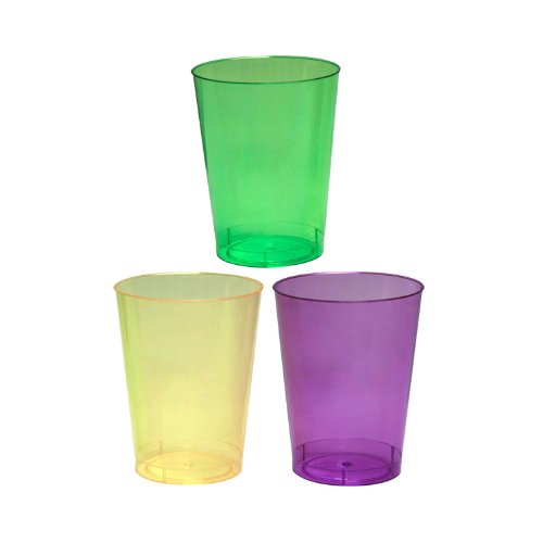 0098382610467 - PARTY ESSENTIALS HARD PLASTIC PARTY CUPS/TUMBLERS, 10-OUNCE, MARDI GRAS MIX, 50-COUNT