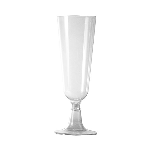 0098382620213 - PARTY ESSENTIALS 20 COUNT TWO-PIECE HARD PLASTIC MIMOSA/CHAMPAGNE FLUTES, 5 OZ, CLEAR