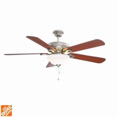 9854252112544 - ROTHLEY 52 IN. INDOOR BRUSHED NICKEL CEILING FAN WITH SHATTER RESISTANT LIGHT SHADE - CANNOT BE SHIPPED TO THE FOLLOWING STATES: AK,HI,MILTARY ADDRESS OR PO BOX