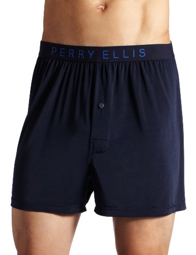 0098593715005 - PERRY ELLIS MEN'S LUXE SOLID BOXER, NAVY, LARGE