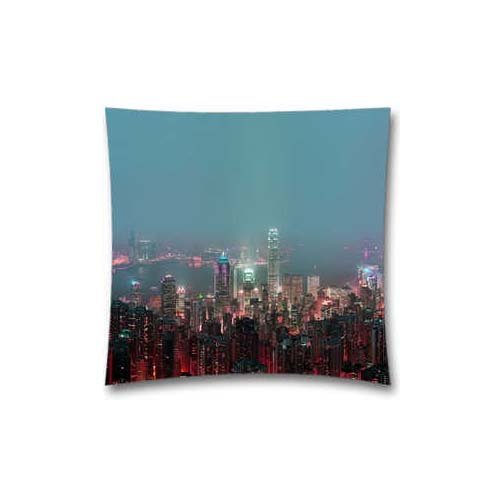 9877964267630 - SKYLINE HONGKONG FIRE CITY NIGHT LIVE PILLOW CASE COVER (TWO SIDES) - CHRISTMAS BIRTHDAY GIFT